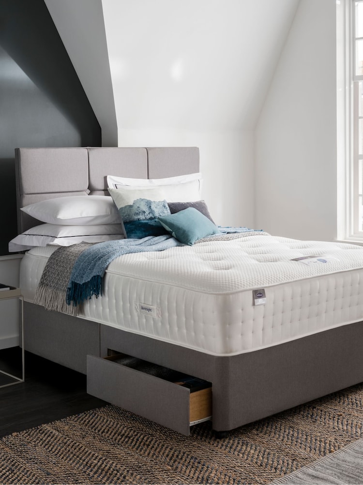Silentnight White Pocket Geltex 3000 Firm Divan Set and Headboard - Image 1 of 6