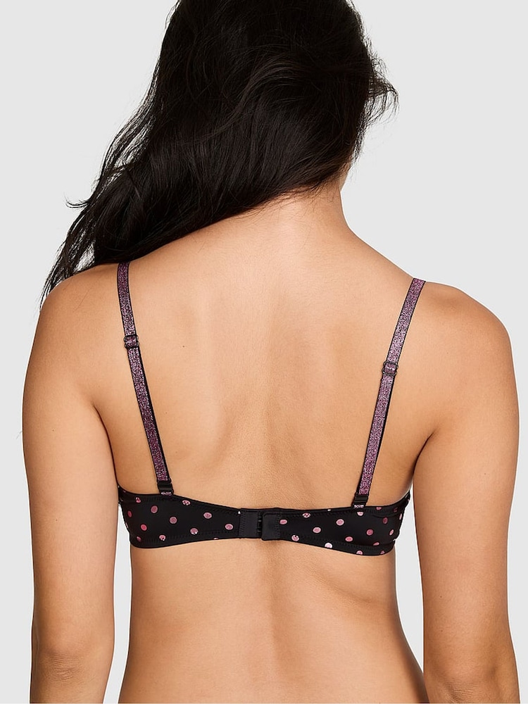Victoria's Secret Pink Black Foil Dots Lightly Lined Bra - Image 2 of 2 Victoria's Secret Pink Black Foil Dots Lightly Lined Bra - Image 2 of 2
