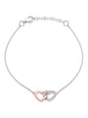 Beaverbrooks Sterling Silver Cubic Zirconia Double Heart Bracelet - Image 1 of 4