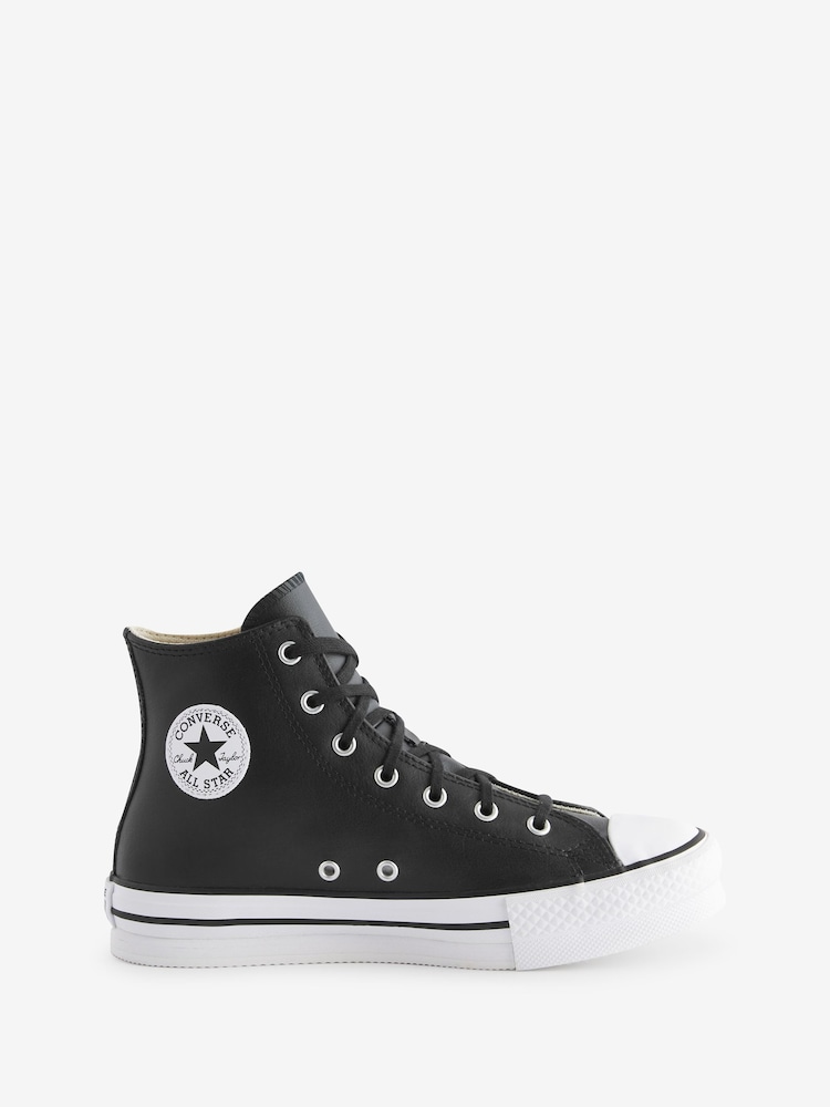 Converse Black EVA Leather Lift Youth Trainers - Image 1 of 7