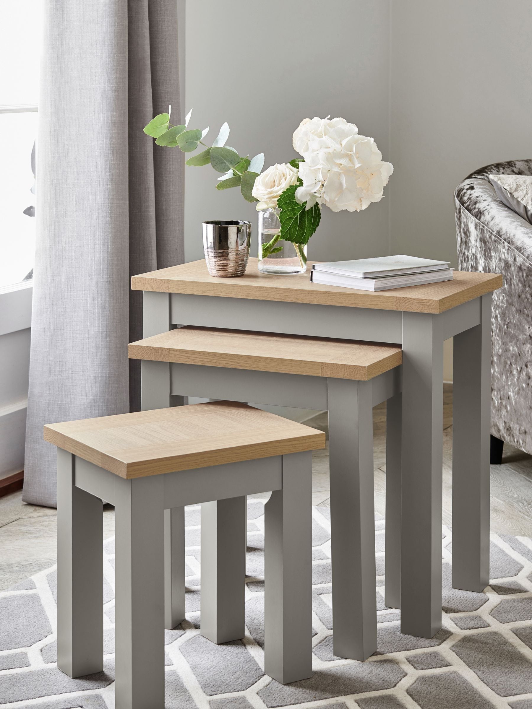 Grey nest of 3 tables sales