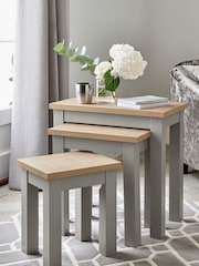 Dove Grey Malvern Oak Effect Rectangle Set of 3 Nest of Tables - Image 1 of 9