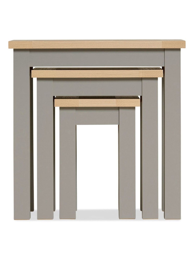 Dove Grey Malvern Oak Effect Rectangle Set of 3 Nest of Tables - Image 2 of 9