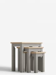 Dove Grey Malvern Oak Effect Rectangle Set of 3 Nest of Tables - Image 5 of 9