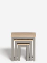 Dove Grey Malvern Oak Effect Rectangle Set of 3 Nest of Tables - Image 6 of 9