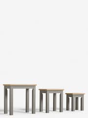 Dove Grey Malvern Oak Effect Rectangle Set of 3 Nest of Tables - Image 7 of 9