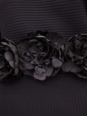 Black Corsage Flower Wide Belt - Image 4 of 9
