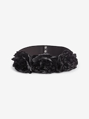 Black Corsage Flower Wide Belt - Image 6 of 9