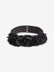 Black Corsage Flower Wide Belt - Image 7 of 9