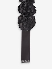 Black Corsage Flower Wide Belt - Image 8 of 9
