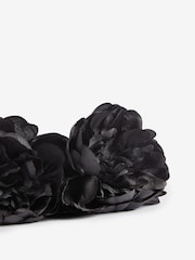 Black Corsage Flower Wide Belt - Image 9 of 9