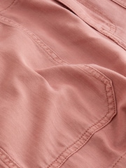 Pink 100% Cotton Cargo Utility Lightweight Denim Shorts - Image 6 of 6