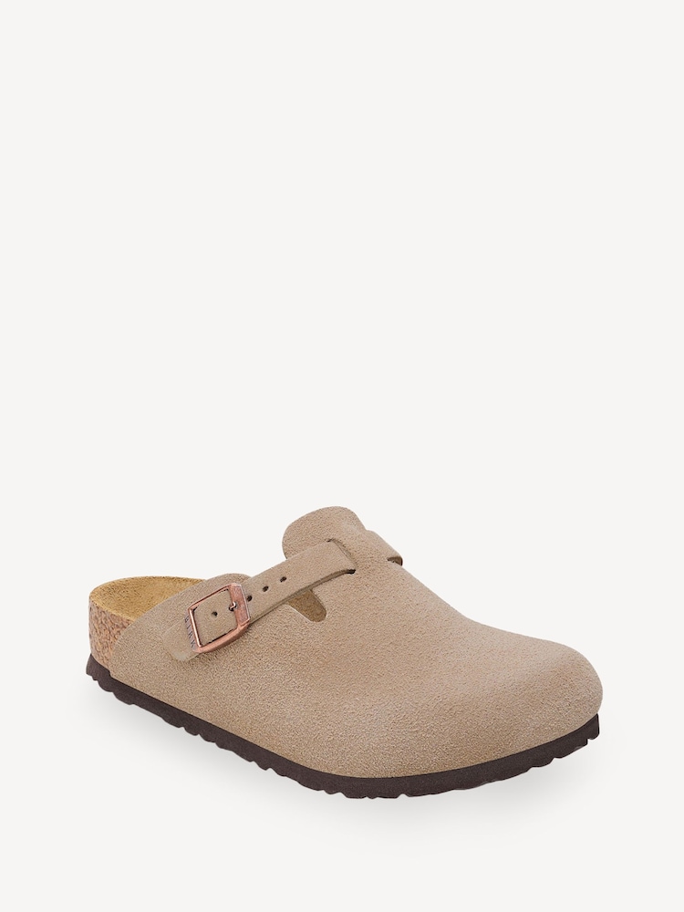 Birkenstock Taupe Beige Kids Boston Suede Clogs - Image 2 of 3