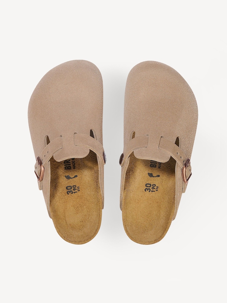 Birkenstock Taupe Beige Kids Boston Suede Clogs - Image 3 of 3