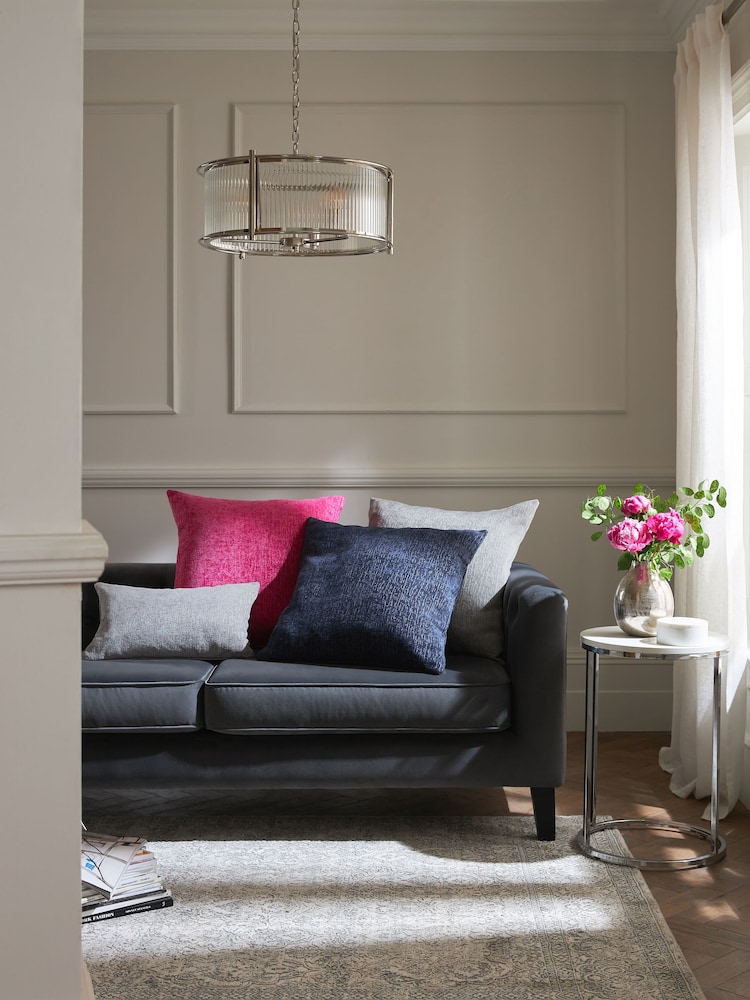 Silver Grey Heavyweight Chenille 59 x 59cm Cushion - Image 3 of 7