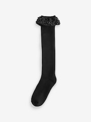 Black Sequin Trim Welly Socks 1 Pack - Image 4 of 5