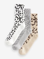 Neutral Animal Cushion Sole Ribbed Sport Ankle Socks 3 Pack With Arch Support - Image 1 of 5