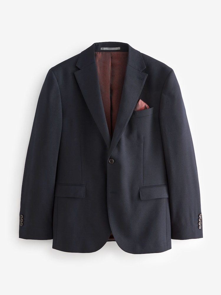 Bleu marine - Veste de costume slim Signature Tollegno italienne en laine texturée - Image 6 of 10