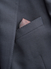Navy Blue Slim Fit Signature Tollegno Italian Wool Textured Suit Jacket - Image 8 of 10