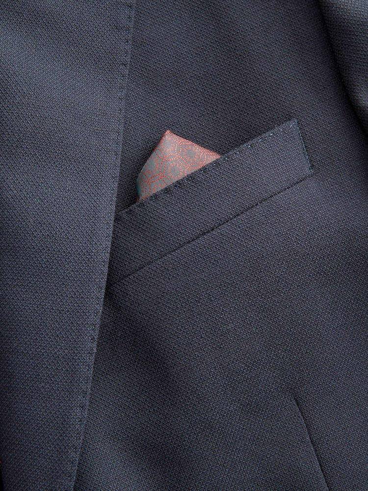 Bleu marine - Veste de costume slim Signature Tollegno italienne en laine texturée - Image 8 of 10
