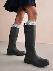 Grau/Silber - Gummistiefelsocken mit Paillettenbesatz, 1 Stück - Bild 2 von 4