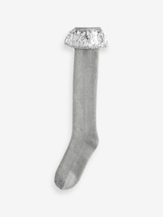 Grau/Silber - Gummistiefelsocken mit Paillettenbesatz, 1 Stück - Bild 3 von 4