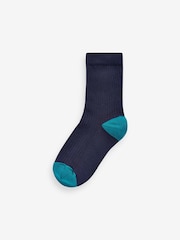 Multicolour Block Cotton Rich Fine Rib Socks 7 Pack - Image 4 of 8