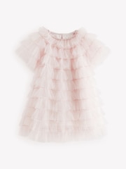 Shell Pink Sparkle Ruffle Mesh Dress (3mths-8yrs) - Image 4 of 6