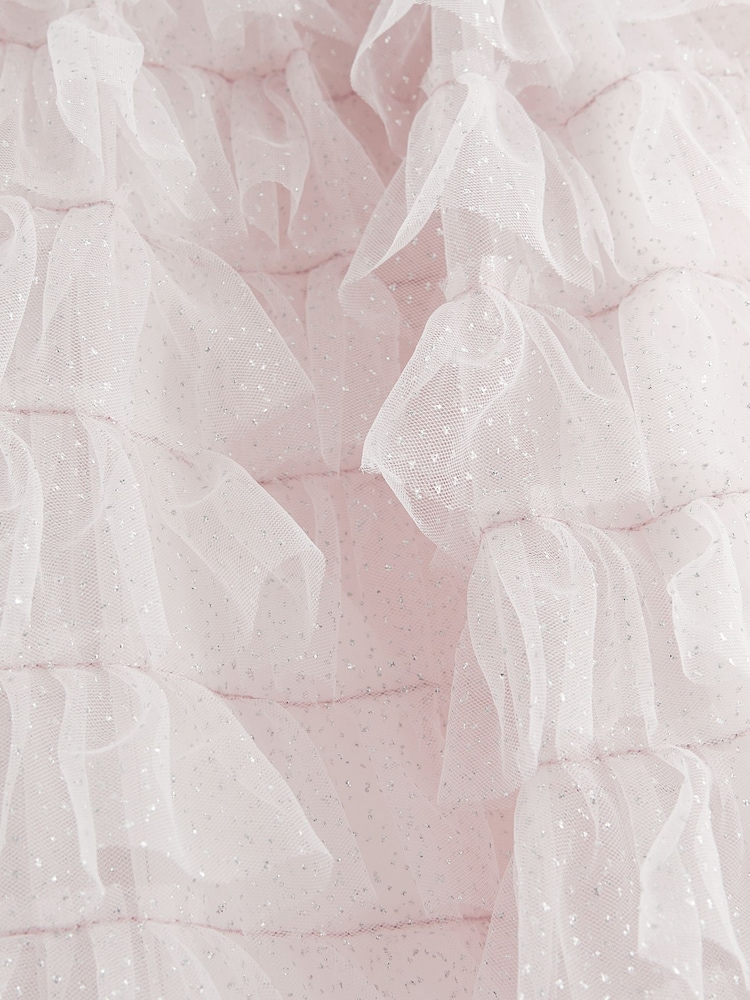 Shell Pink Sparkle Ruffle Mesh Dress (3mths-8yrs) - Image 6 of 6