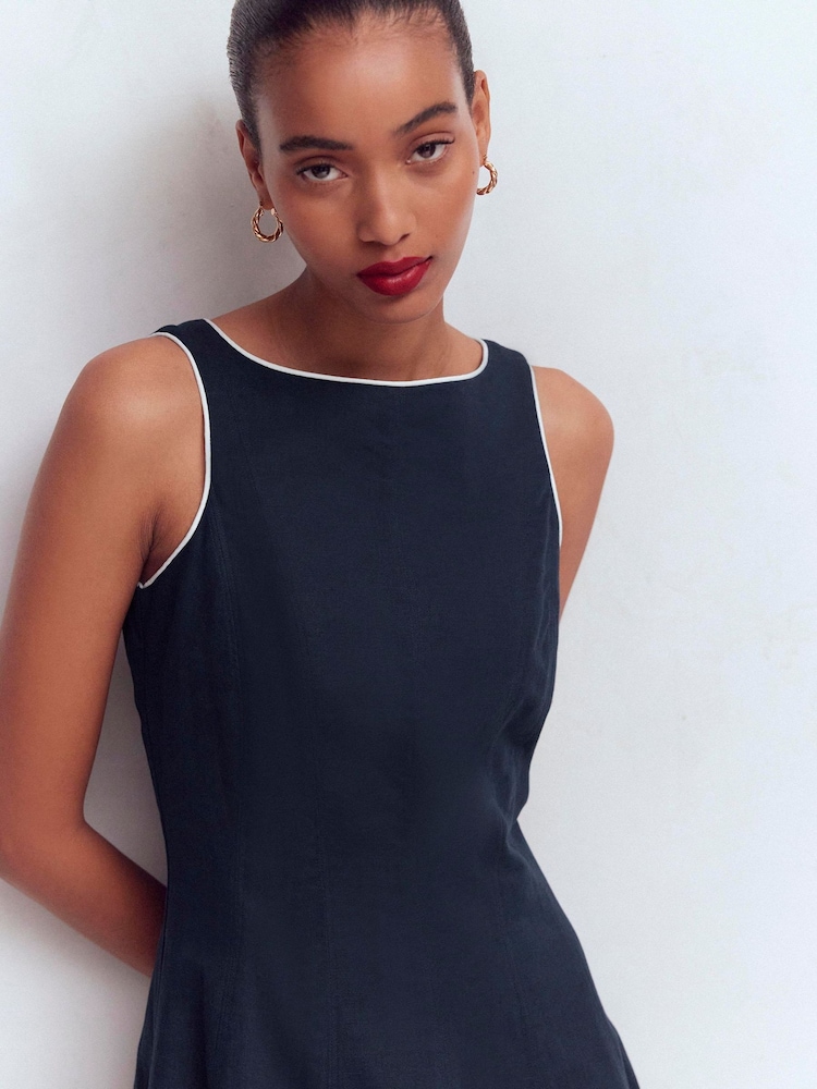 Boden Blue Annet Linen Blend Midi Dress - Image 2 of 5