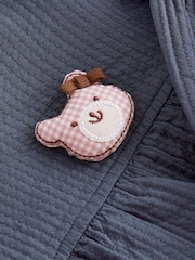 Navy Blue Bear Character Textured 100% Cotton Dress (3mths-8yrs) - Image 7 of 7