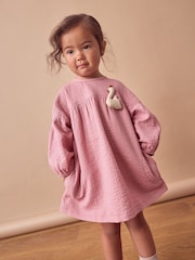 Pink Swan Character Textured Dress (3mths-8yrs) - Image 1 of 7