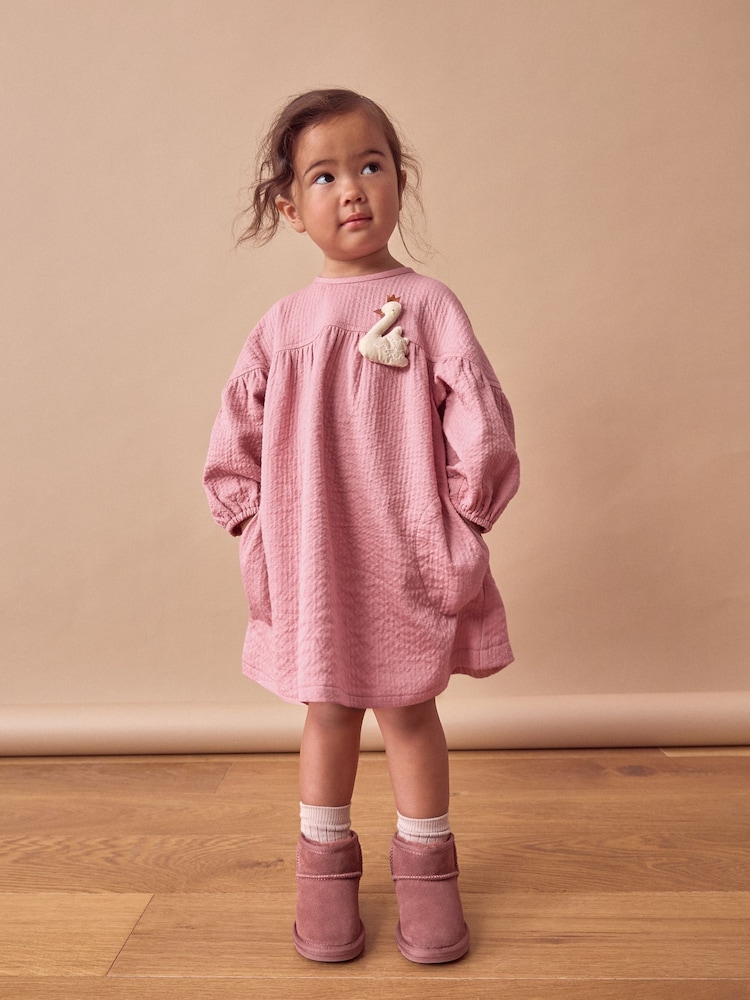 Pink Swan Character Textured Dress (3mths-8yrs) - Image 2 of 7