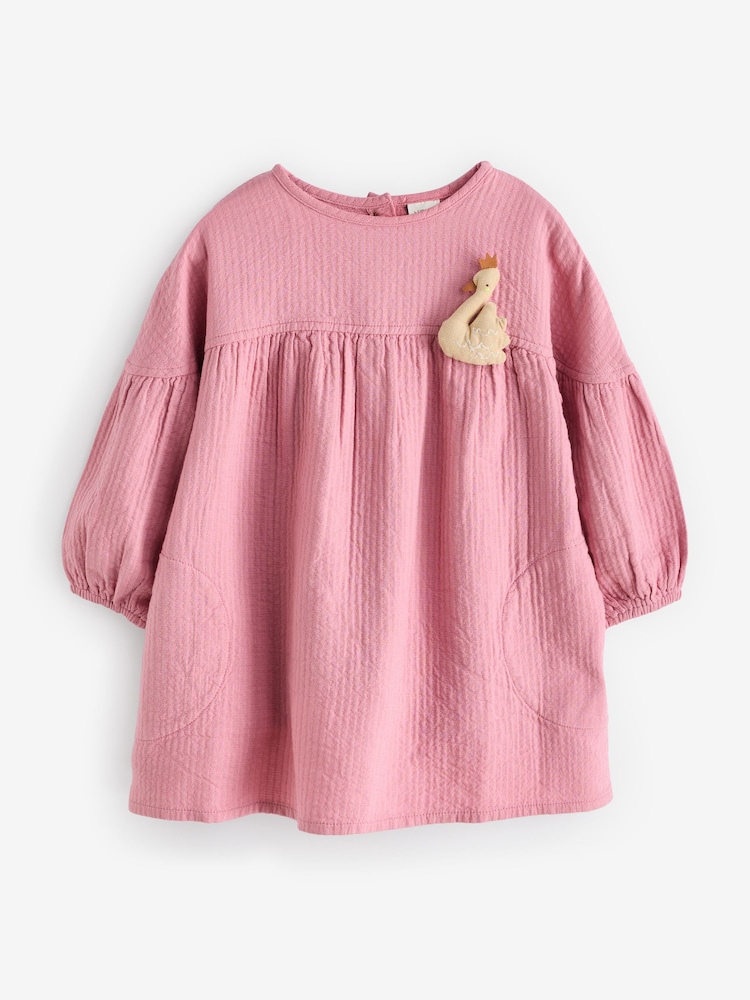 Pink Swan Character Textured Dress (3mths-8yrs) - Image 5 of 7