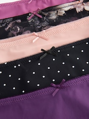 Schwarz Aquarell Floral/Punkt/Pink/Lila - Nahtlose Brazilian-Spitzenslips im 5er-Pack - Bild 7 von 7