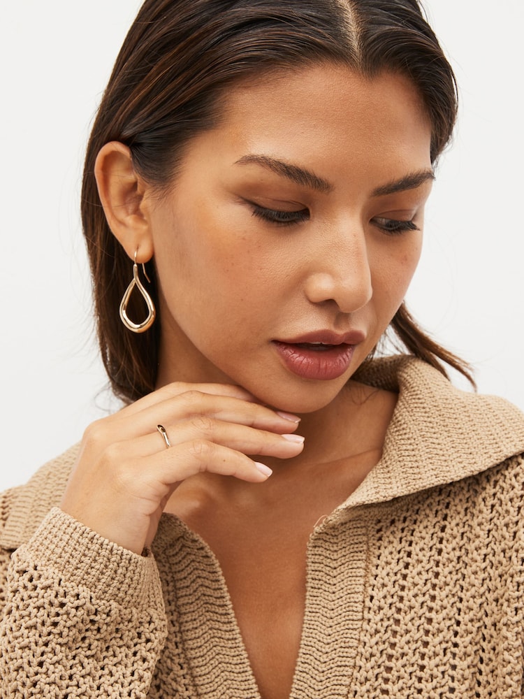 Gold Tone Tear Drop Earrings - Image 2 of 3