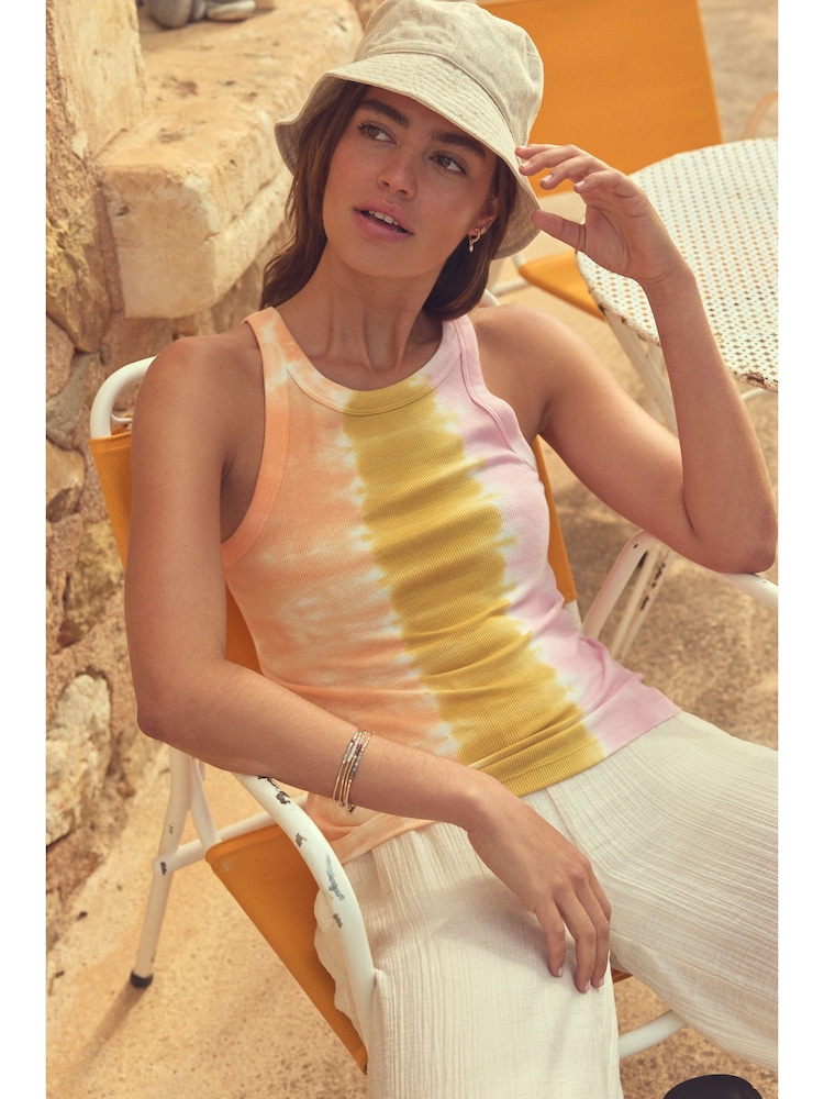 Multi Tie Dye Ribbed Racer Vest - Image 1 of 6