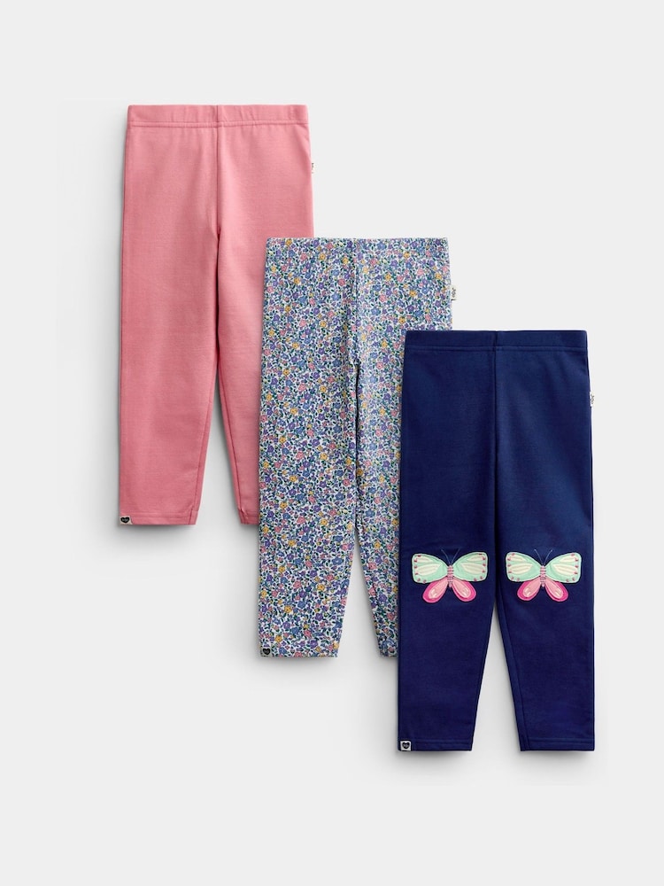 JoJo Maman Bébé Navy Blue Butterfly 3-Pack Leggings - Image 1 of 10 JoJo Maman Bébé Navy Blue Butterfly 3-Pack Leggings - Image 1 of 10