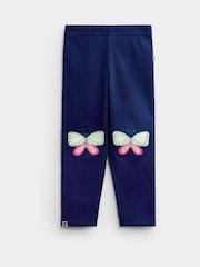 JoJo Maman Bébé Navy Blue Butterfly 3-Pack Leggings - Image 4 of 10
