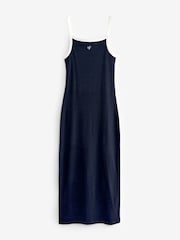 Navy/White Strappy Ribbed Maxi Dress - Image 5 of 6