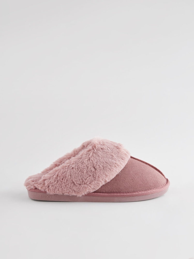Mink Rosa - Semsket skinnfôrede tøfler med fuskepelsfôr - Image 5 of 11