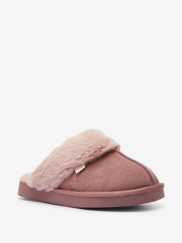 Mink Rosa - Semsket skinnfôrede tøfler med fuskepelsfôr - Image 6 of 11