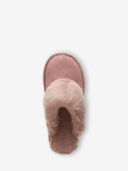 Mink Pink Suede Faux Fur Lined Mule Slippers - Image 7 of 11