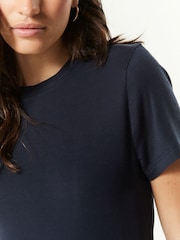 Navy Soft Touch Ribbed Short Sleeve T-Shirt with TENCEL™ Lyocell - Image 4 of 6