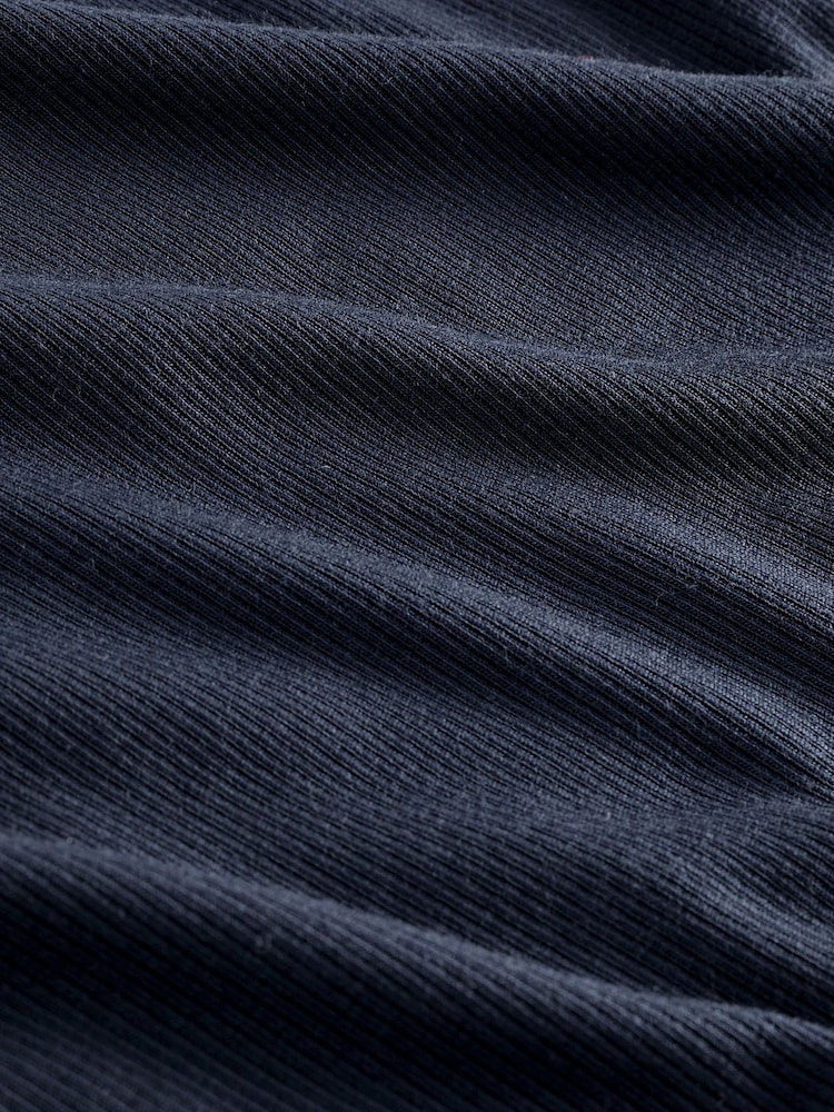 Navy Soft Touch Ribbed Short Sleeve T-Shirt with TENCEL™ Lyocell - Image 6 of 6