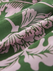 Grün/Pink geblümt - Langärmeliges Minikleid mit Gürtel und Bindeband am Ausschnitt - Bild 6 von 6