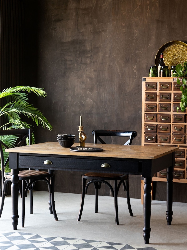 Rockett St George Black Apothecary Style 6 Seater Dining Table - Image 1 of 10