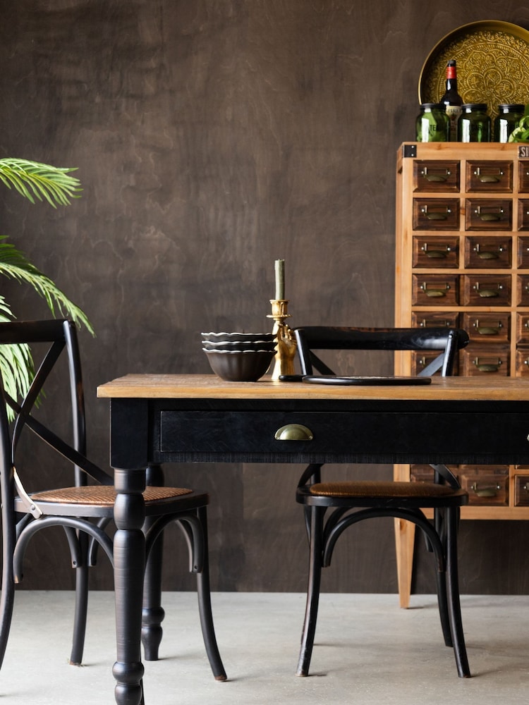 Rockett St George Black Apothecary Style 6 Seater Dining Table - Image 2 of 10