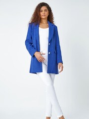 Roman Blue Longline Boucle Tailored Blazer - Image 2 of 5