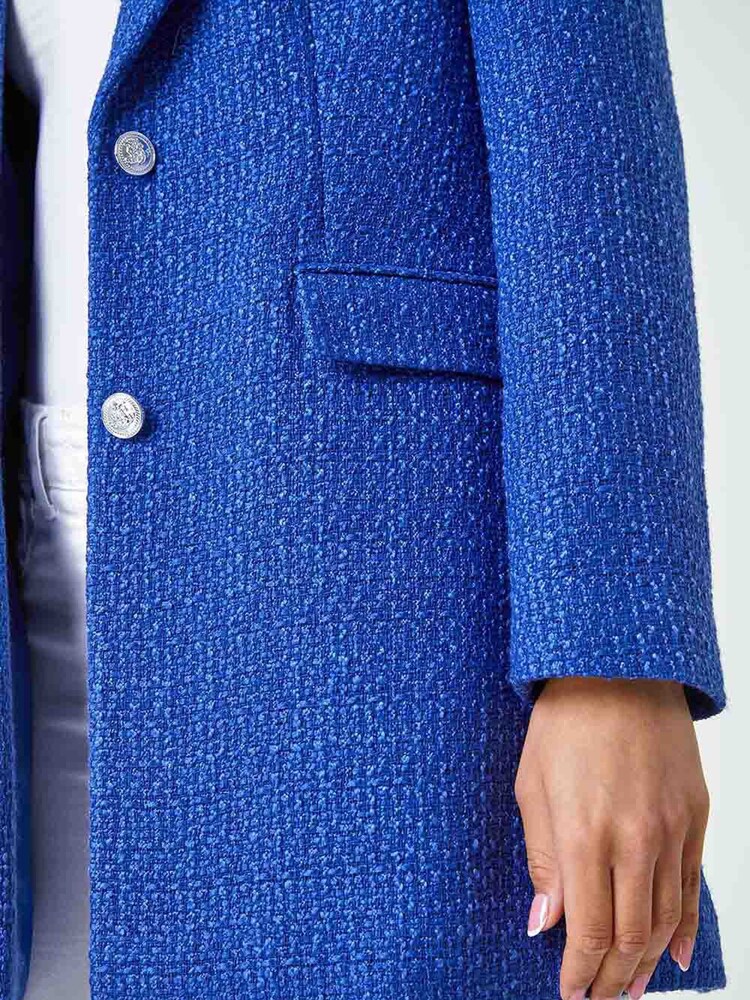Roman Blue Longline Boucle Tailored Blazer - Image 5 of 5